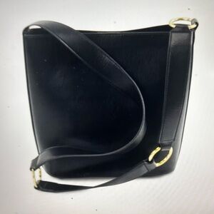 Black Bucket Style Vegan Leather Crossbody  Bag